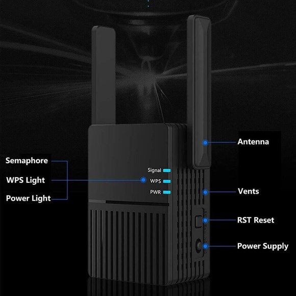 WiFi Range Extender Booster 2.4G/5GHz Wireless WiFi Repeater, 2 External Antenna - Picture 7 of 8